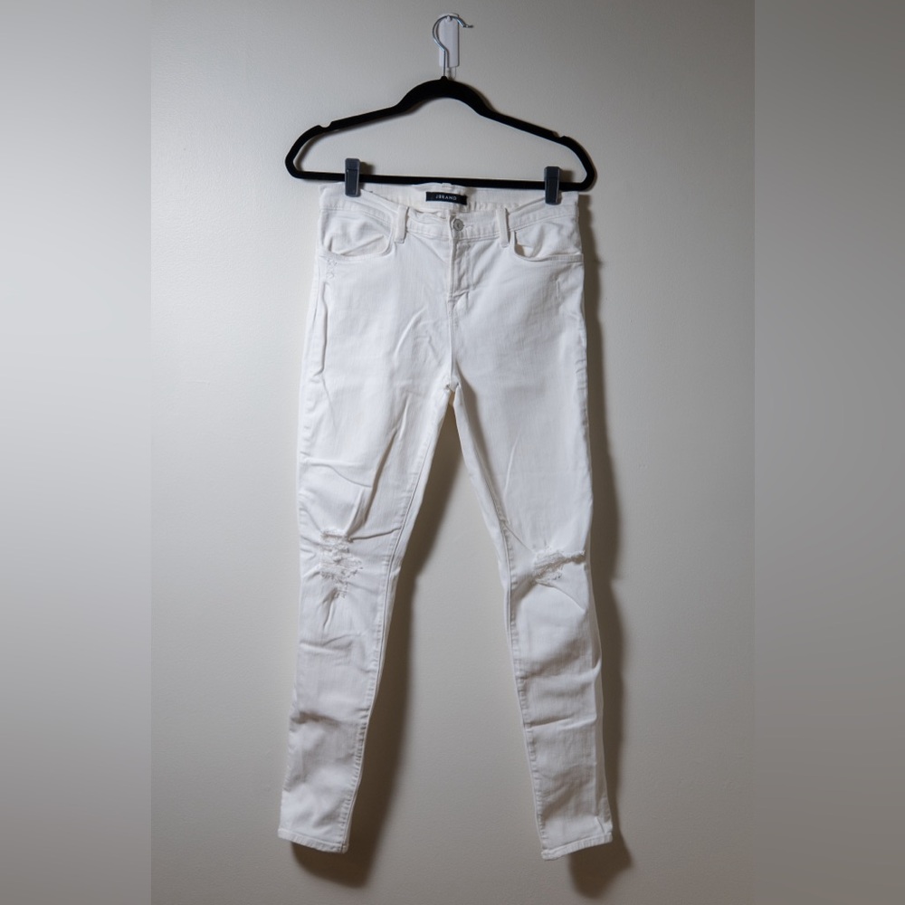 J Brand White Distressed Skinny Jeans